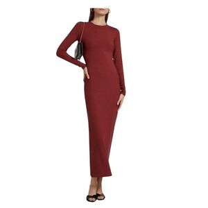 Reformation Burgundy Long Sleeve Maxi Dress